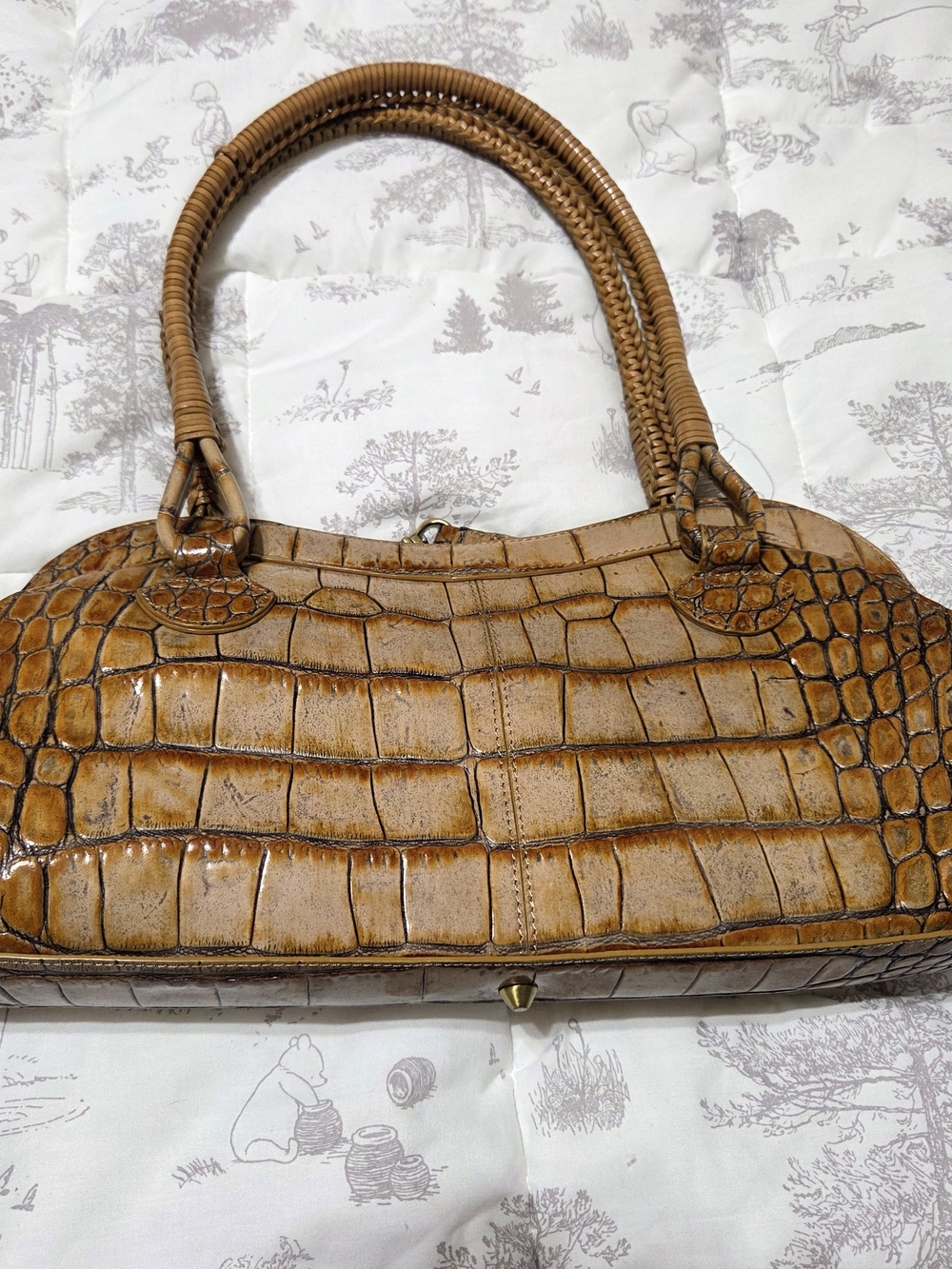 Preston & York Croc-Embossed Caramel Shoulder Bag